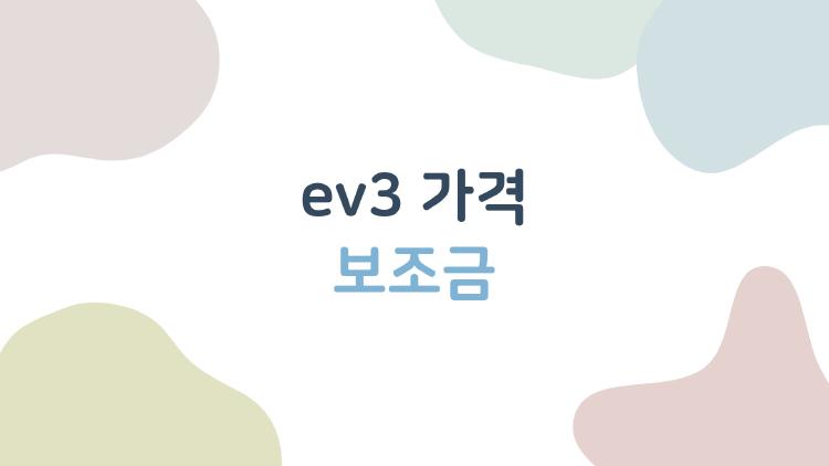 ev3 가격 보조금 지금 사도 될까, 보조금 받고 더 싸지는 이유